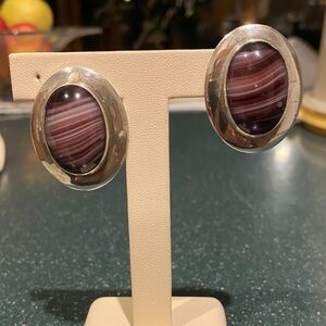 Sterling Silver and Banded Agate Earrings